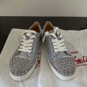 Christian Louboutin  Vieira Silver Spiked Sneakers